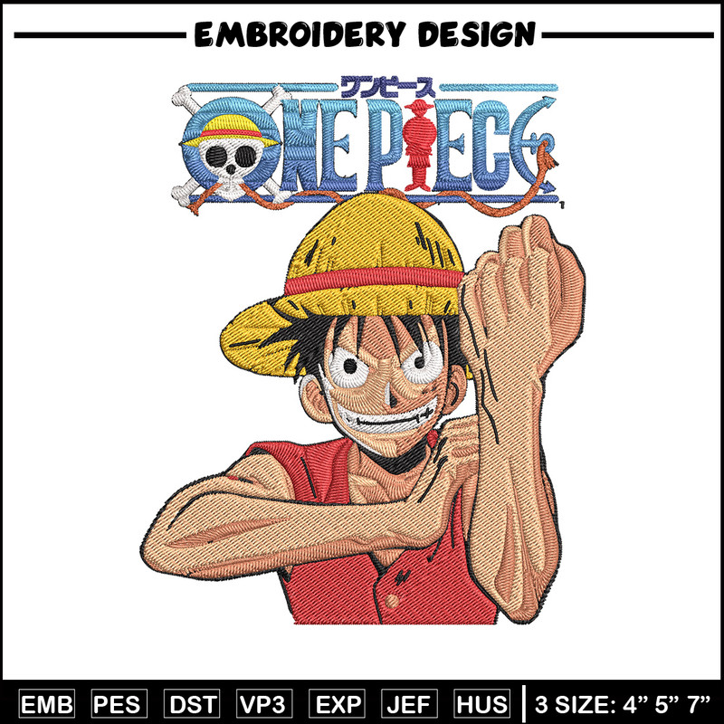 Luffy Poster Embroidery Design,One piece Embroidery, Embroidery File, Anime Embroidery, Anime shirt, Digital download.jpg