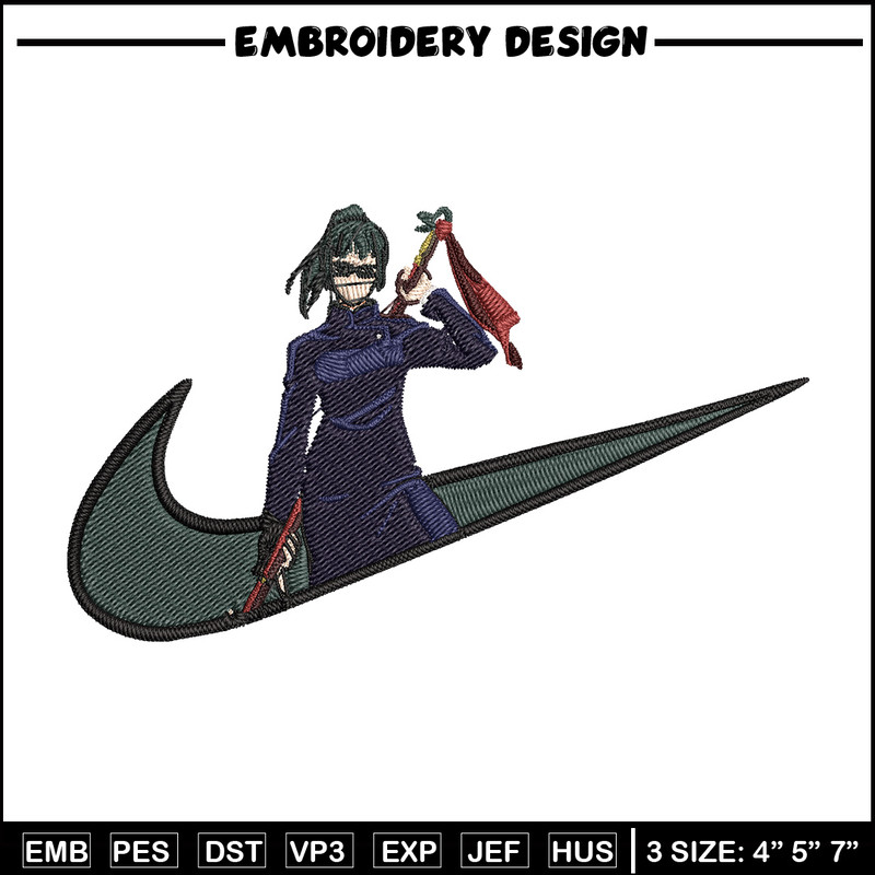 Maki x nike Embroidery Design, Jujutsu Embroidery, Embroidery File, Nike Embroidery, Anime shirt, Digital download.jpg