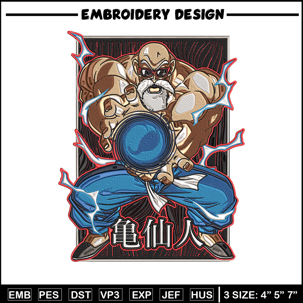 Master Roshi Embroidery Design, Dragonball Embroidery, Embroidery File, Anime Embroidery, Anime shirt, Digital download..jpg