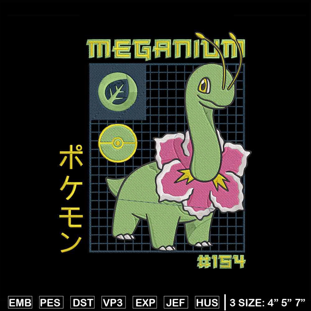Meganium poster Embroidery Design, Pokemon Embroidery, Embroidery File, Anime Embroidery, Anime shirt, Digital download.jpg