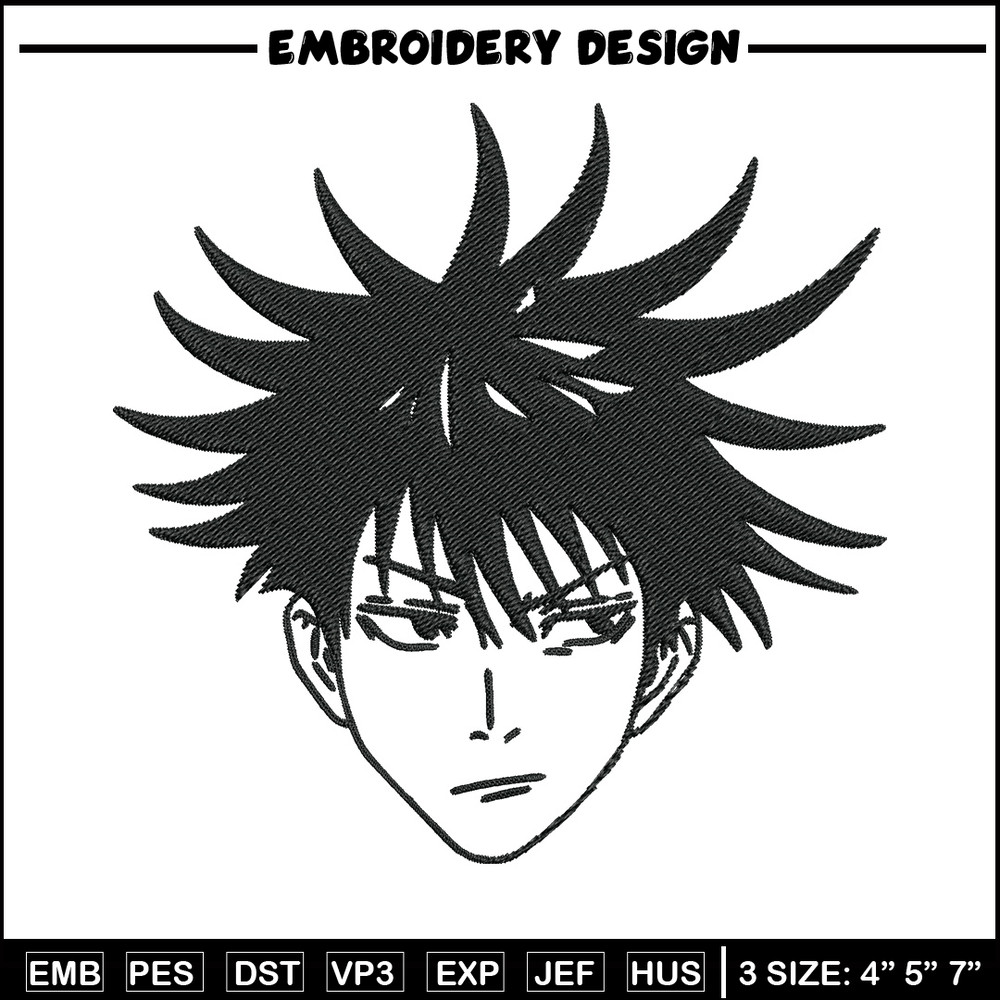 Megumi face Embroidery Design, Jujutsu Embroidery, Embroidery File, Anime Embroidery, Anime shirt, Digital download.jpg