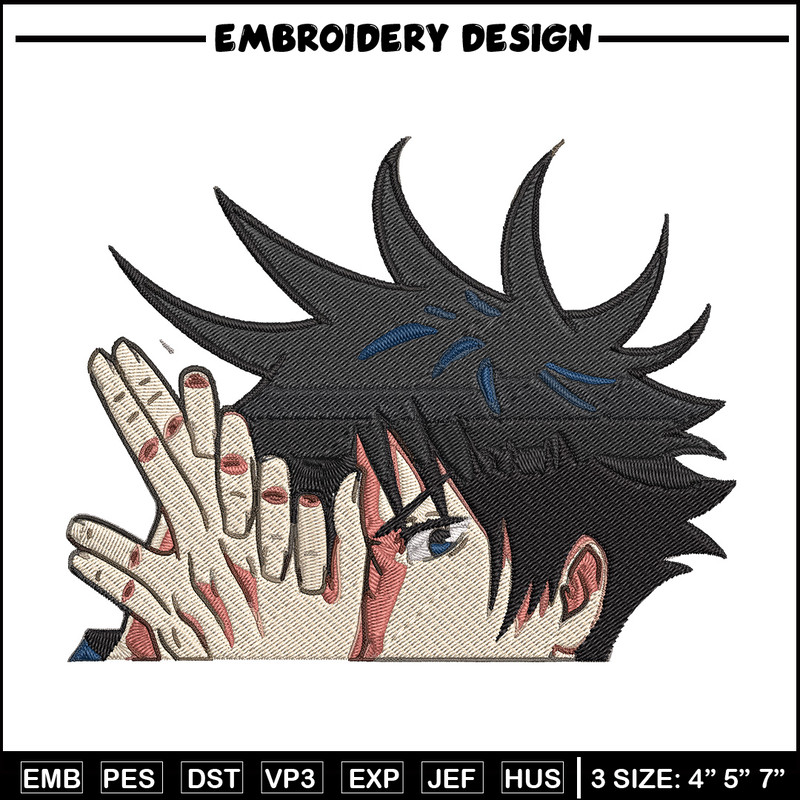 Megumi Peeker Embroidery Design, Jujutsu Embroidery, Embroidery File, Anime Embroidery, Anime shirt, Digital download.jpg