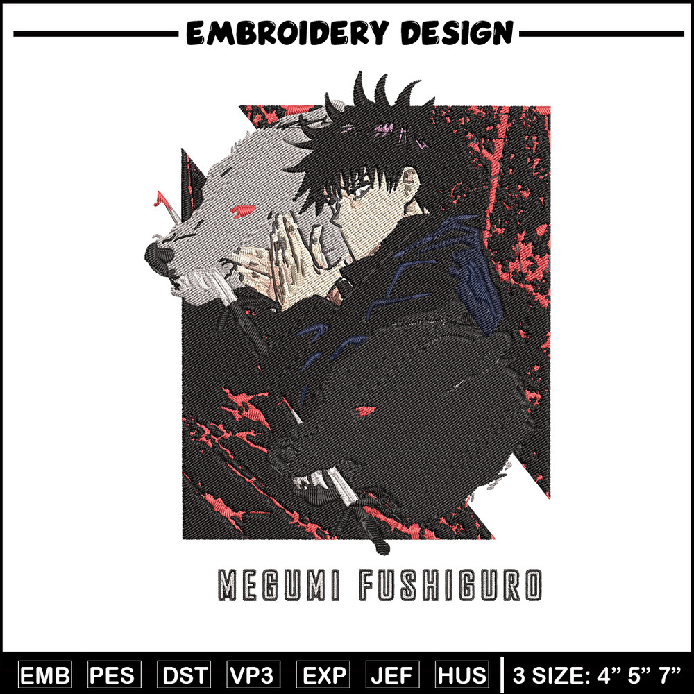 Megumi poster Embroidery Design, Jujutsu Embroidery, Embroidery File, Anime Embroidery, Anime shirt, Digital download..jpg