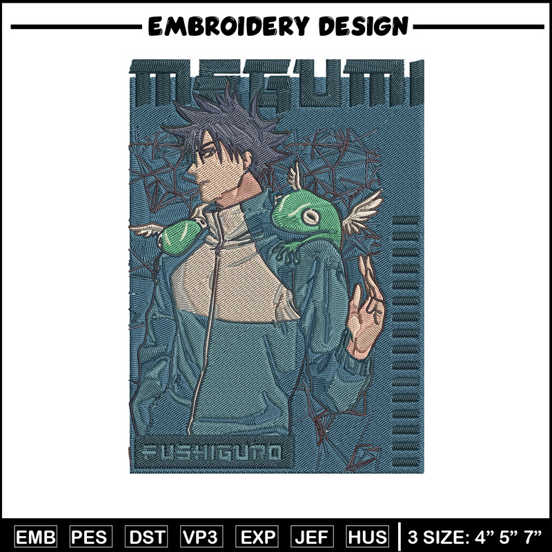 Megumi poster Embroidery Design, Jujutsu Embroidery, Embroidery File, Anime Embroidery, Anime shirt,Digital download.jpg