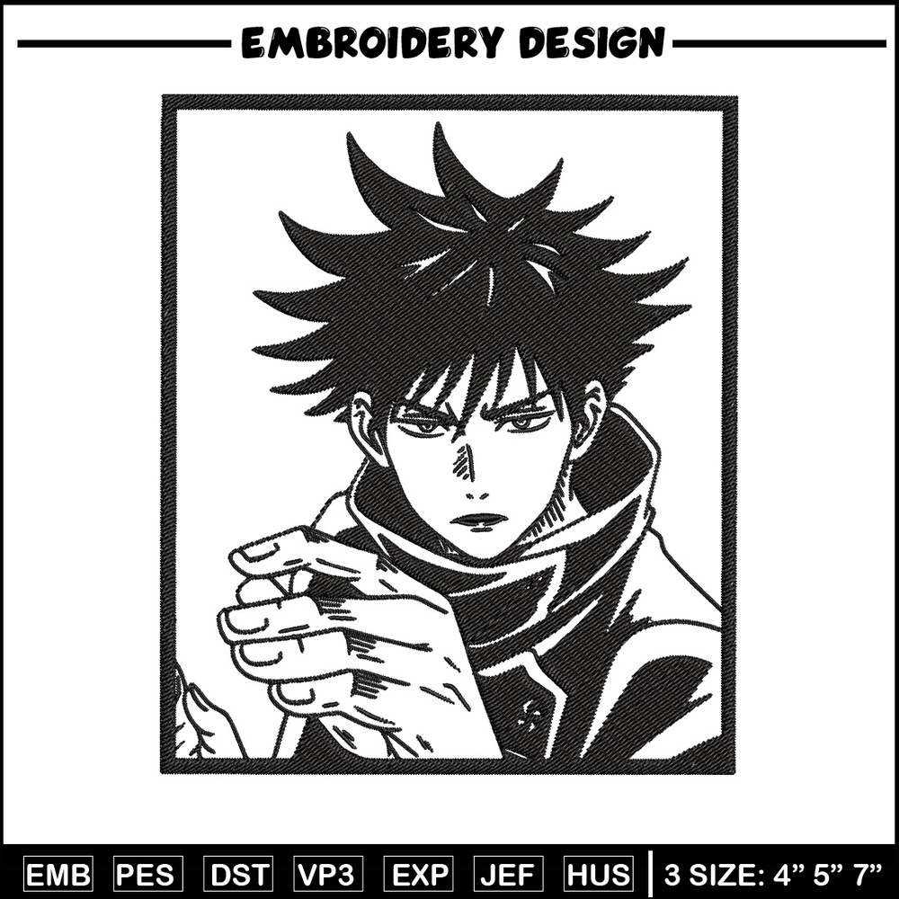 Megumi rectangle Embroidery Design, Jujutsu Embroidery, Embroidery File, Anime Embroidery, Anime shirt,Digital download.jpg