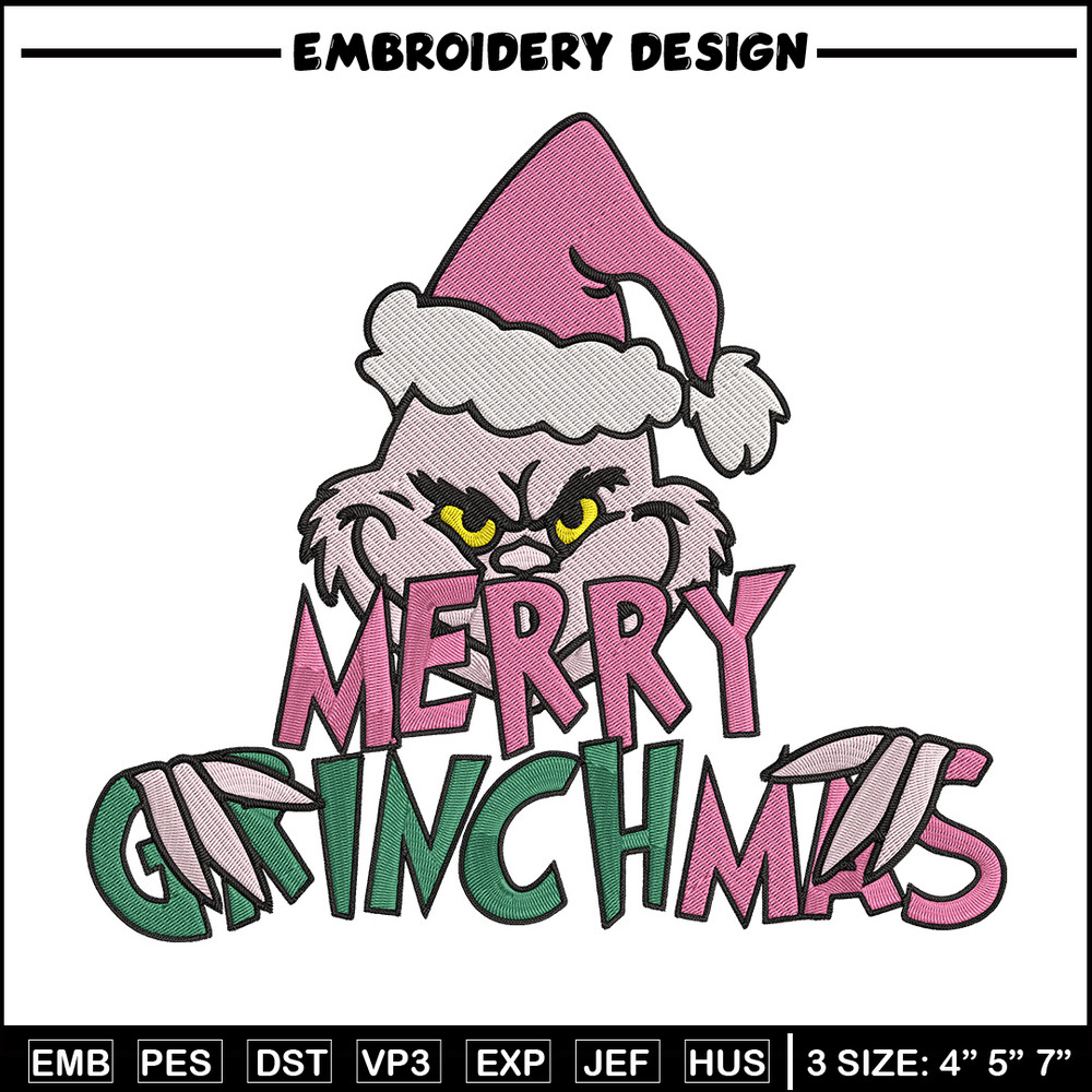 Merry Grinchmas Embroidery Design, Grinch Embroidery,Embroidery File, Chrismas Embroidery, Anime shirt, Digital download.jpg