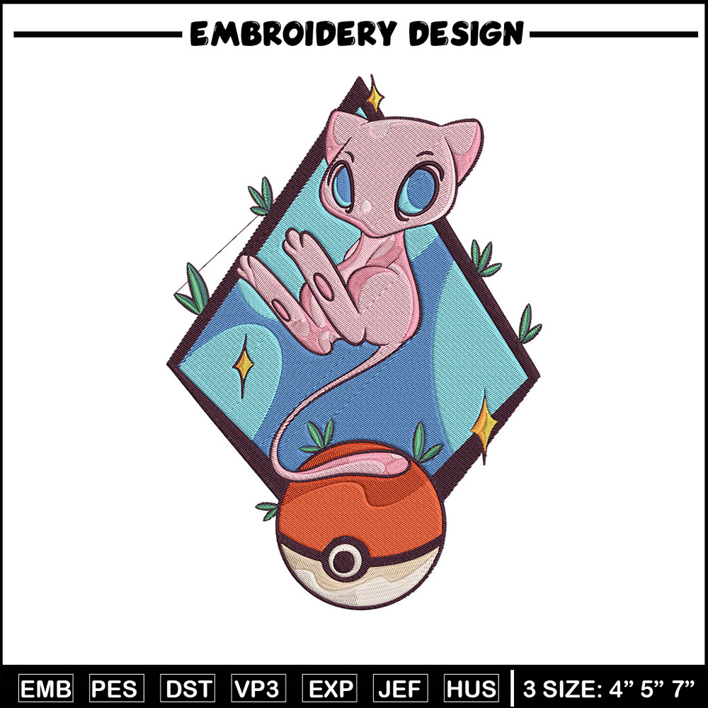 Mew poster Embroidery Design, Pokemon Embroidery, Embroidery File, Anime Embroidery, Anime shirt, Digital download.jpg