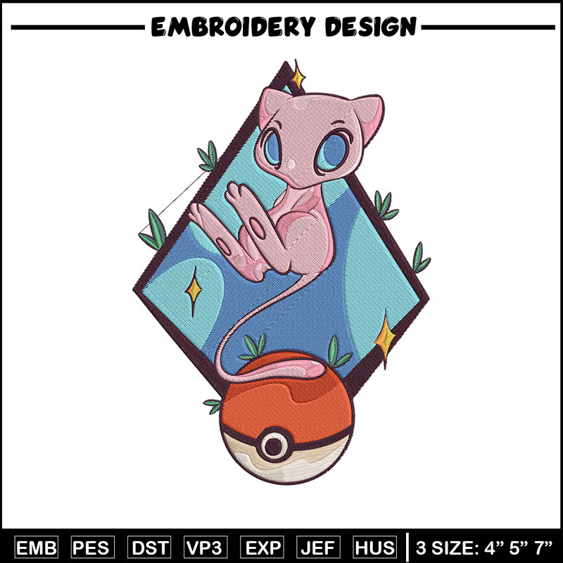 Mew poster Embroidery Design, Pokemon Embroidery, Embroidery File, Anime Embroidery, Anime shirt, Digital download.jpg