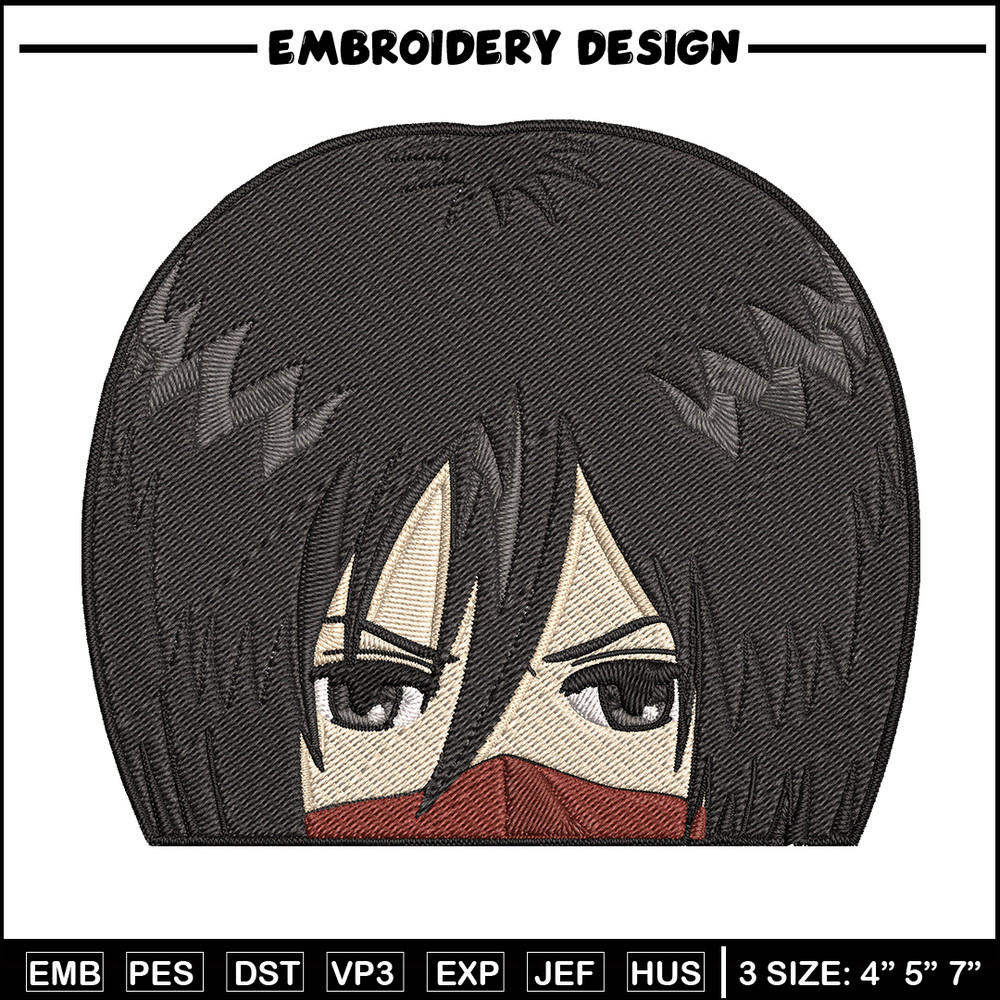 Mikasa Peeker Embroidery Design, Aot Embroidery, Embroidery File, Anime Embroidery, Anime shirt, Digital download.jpg