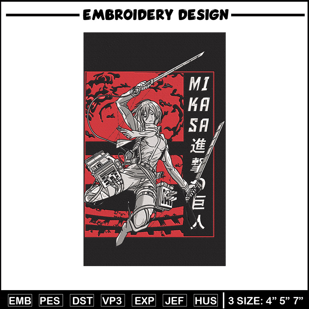 Mikasa poster Embroidery Design, Aot Embroidery, Embroidery File, Anime Embroidery,Anime shirt, Digital download.jpg