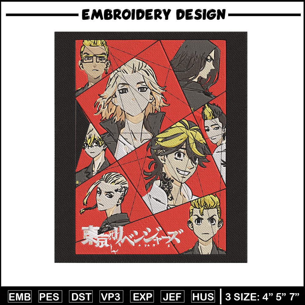 Mikey friends Embroidery Design, Tokyo revengers Embroidery, Embroidery File, Anime Embroidery, Anime shirt.jpg