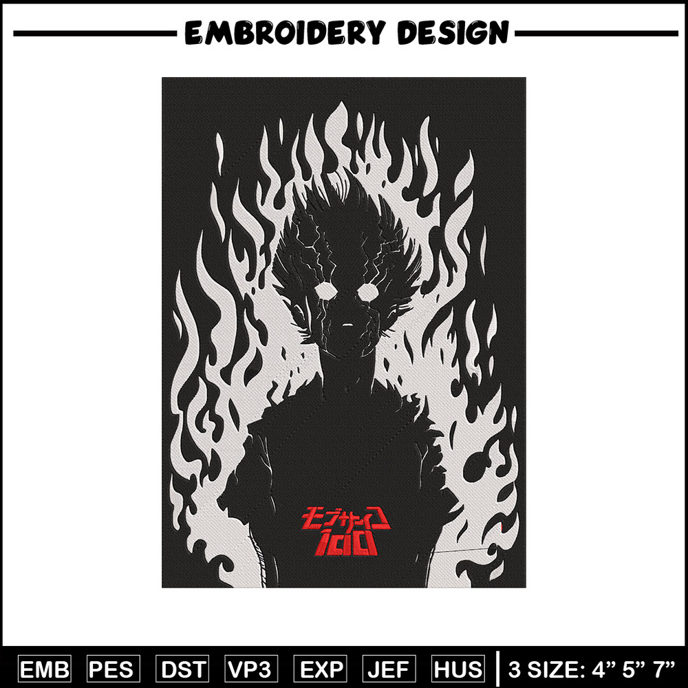 Mob 100 poster Embroidery Design, Mob 100 Embroidery, Embroidery File, Anime Embroidery, Anime shirt, Digital download.jpg