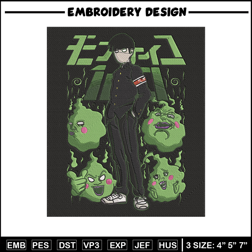 Mob100 poster Embroidery Design, Mob100 Embroidery, Embroidery File, Anime Embroidery, Anime shirt, Digital download.jpg