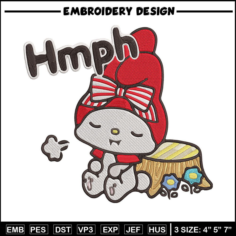 My Melody hmph Embroidery Design, Hello kitty Embroidery, Embroidery File, Anime Embroidery, Digital download.jpg