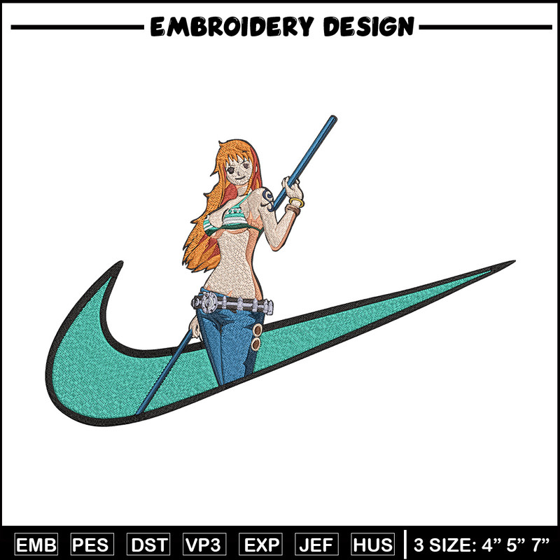 Nami x nike Embroidery Design, One piece Embroidery, Embroidery File, Nike Embroidery, Anime shirt, Digital download.jpg