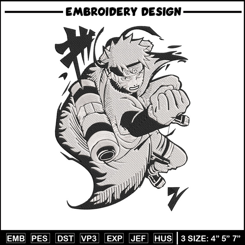 Naruto black white Embroidery Design, Naruto Embroidery, Embroidery File, Anime Embroidery, Anime shirt,Digital download.jpg