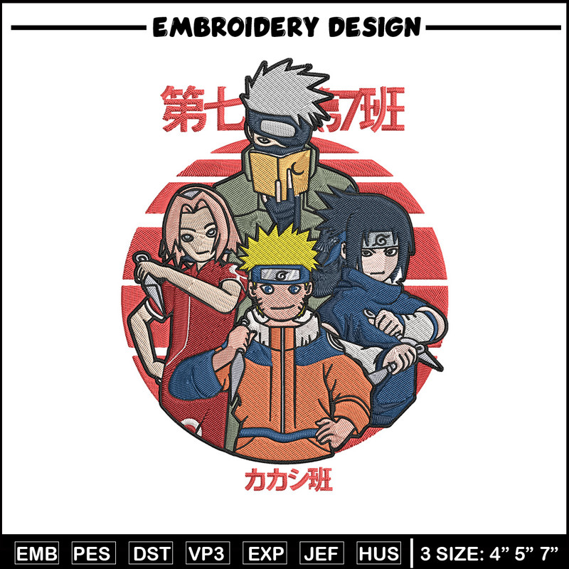Naruto Team 7 Embroidery Design, Naruto Embroidery, Embroidery File, Anime Embroidery, Anime shirt, Digital download.jpg