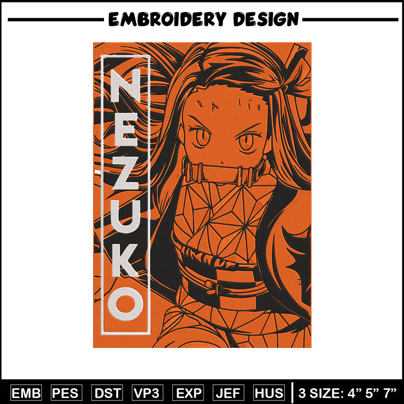 Nezuko kamado Embroidery Design, Demon slayer Embroidery,Embroidery File, Anime Embroidery, Anime shirt,Digital download.jpg