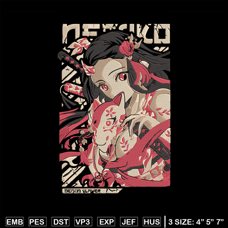Nezuko poster Embroidery Design, Demon slayer Embroidery, Embroidery File, Anime Embroidery, Digital download.jpg