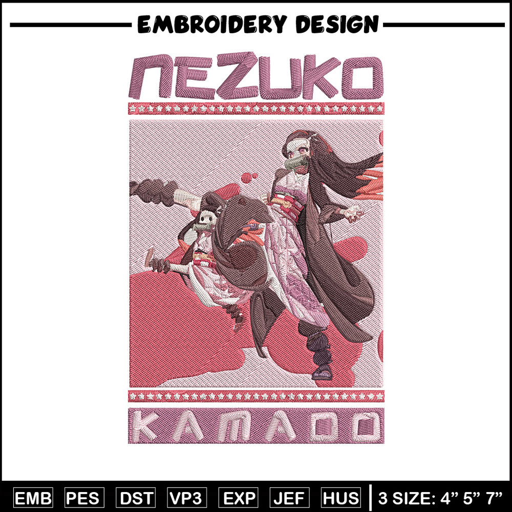 Nezuko poster Embroidery Design, Demon slayer Embroidery, Embroidery File,Anime Embroidery,Anime shirt,Digital download.jpg