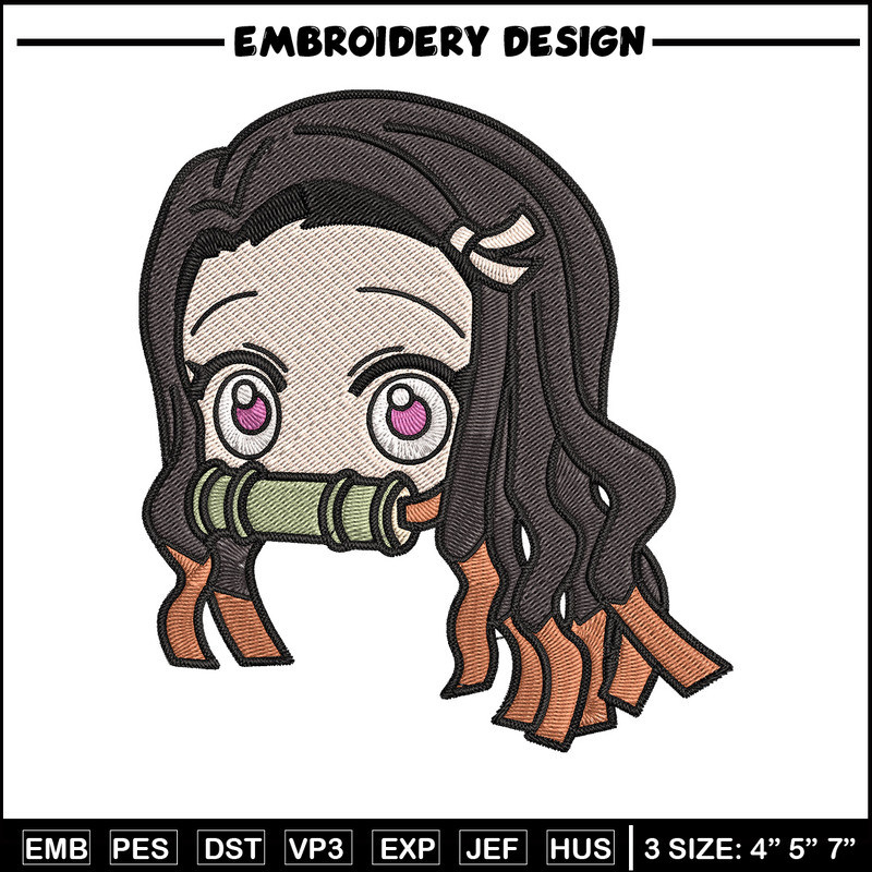 Nezuko sticker Embroidery Design, Demon slayer Embroidery, Embroidery File, Anime Embroidery, Digital download (2).jpg