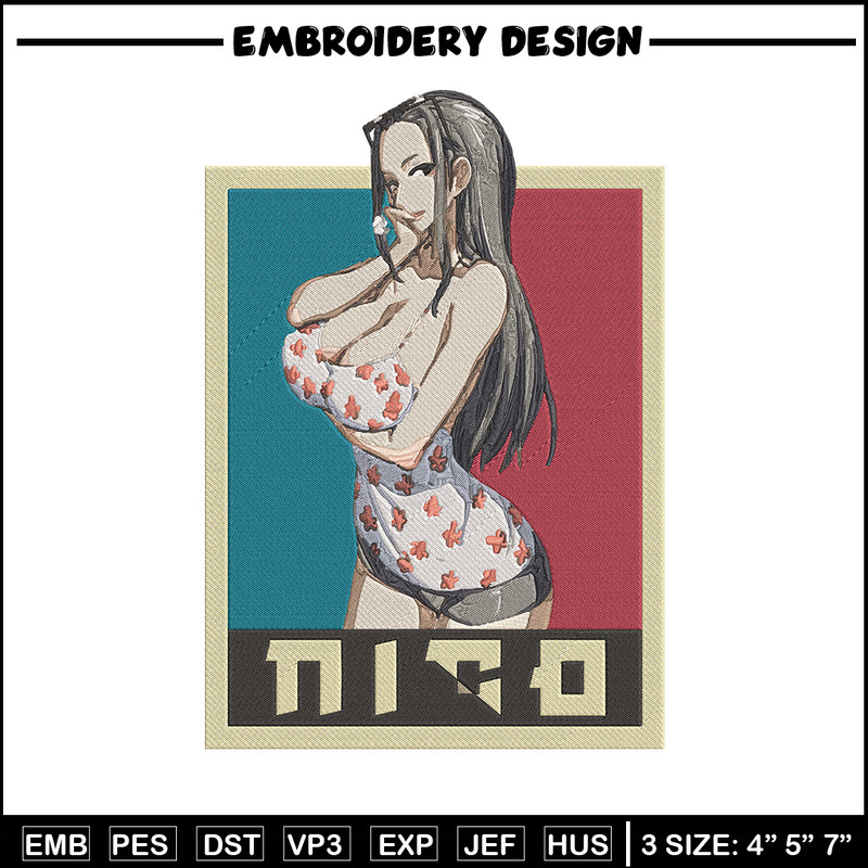 Nico Robin Embroidery Design, One piece Embroidery, Embroidery File, Anime Embroidery, Anime shirt, Digital download.jpg