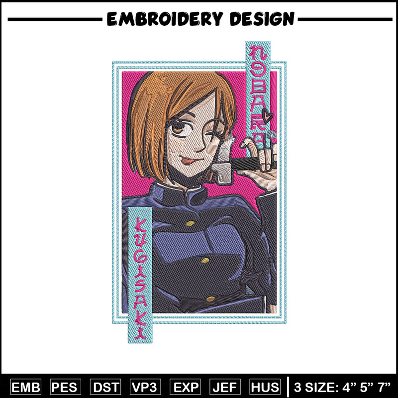 Nobara poster Embroidery Design, Jujutsu Embroidery, Embroidery File, Anime Embroidery, Anime shirt,Digital download.jpg