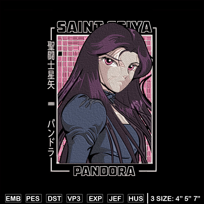 Pandora poster Embroidery Design, Saint Seiya Embroidery, Embroidery File, Anime Embroidery,Anime shirt,Digital download.jpg