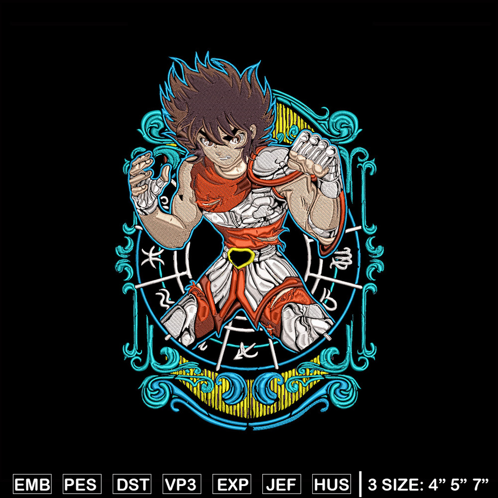 Pegasus Seiya Embroidery Design, Saint Seiya Embroidery, Embroidery File, Anime Embroidery, Anime shirt,Digital download.jpg