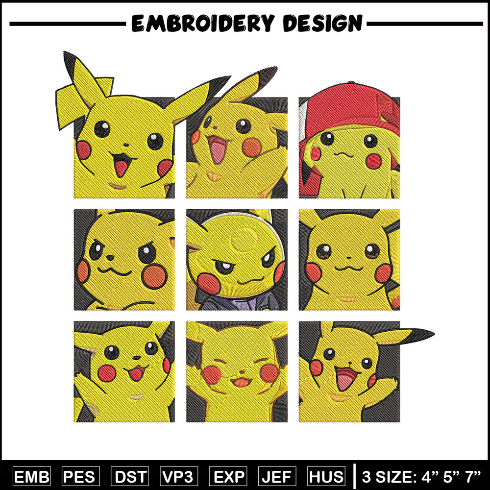 Pikachu mode Embroidery Design, Pokemon Embroidery, Embroidery File, Anime Embroidery, Anime shirt, Digital download..jpg
