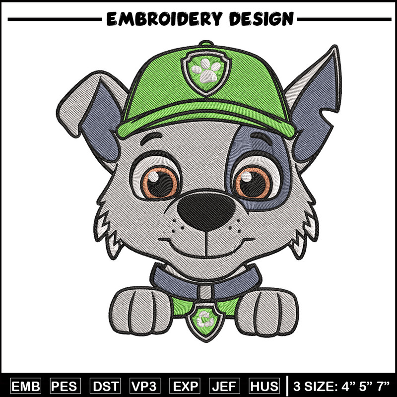 Rocky dog Embroidery Design, Paw patrol Embroidery, Embroidery File, Anime Embroidery, Anime shirt, Digital download.jpg