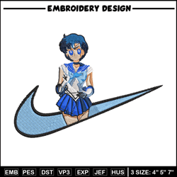 Sailor Mercury Embroidery Design, Sailor Moon Embroidery, Embroidery File,Nike Embroidery, Anime shirt, Digital download