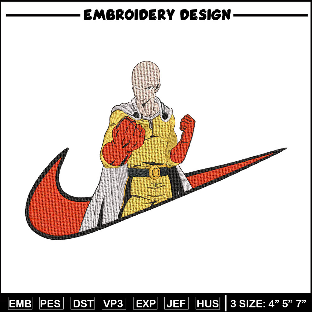 Saitama nike Embroidery Design, One punch man Embroidery, Embroidery File, Nike Embroidery, Anime shirt,Digital download.jpg