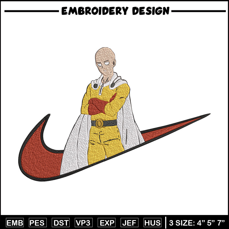 Saitama nike Embroidery Design, One punch man Embroidery, Embroidery File,Nike Embroidery, Anime shirt, Digital download.jpg