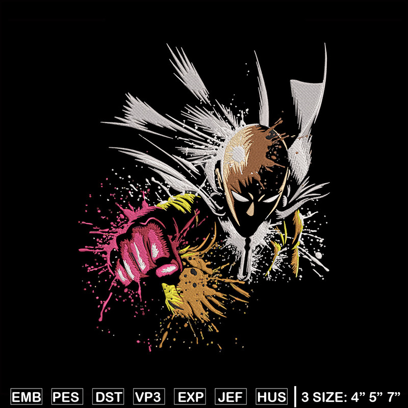 Saitama punch Embroidery Design, One punch man Embroidery,Embroidery File, Anime Embroidery,Anime shirt,Digital download.jpg