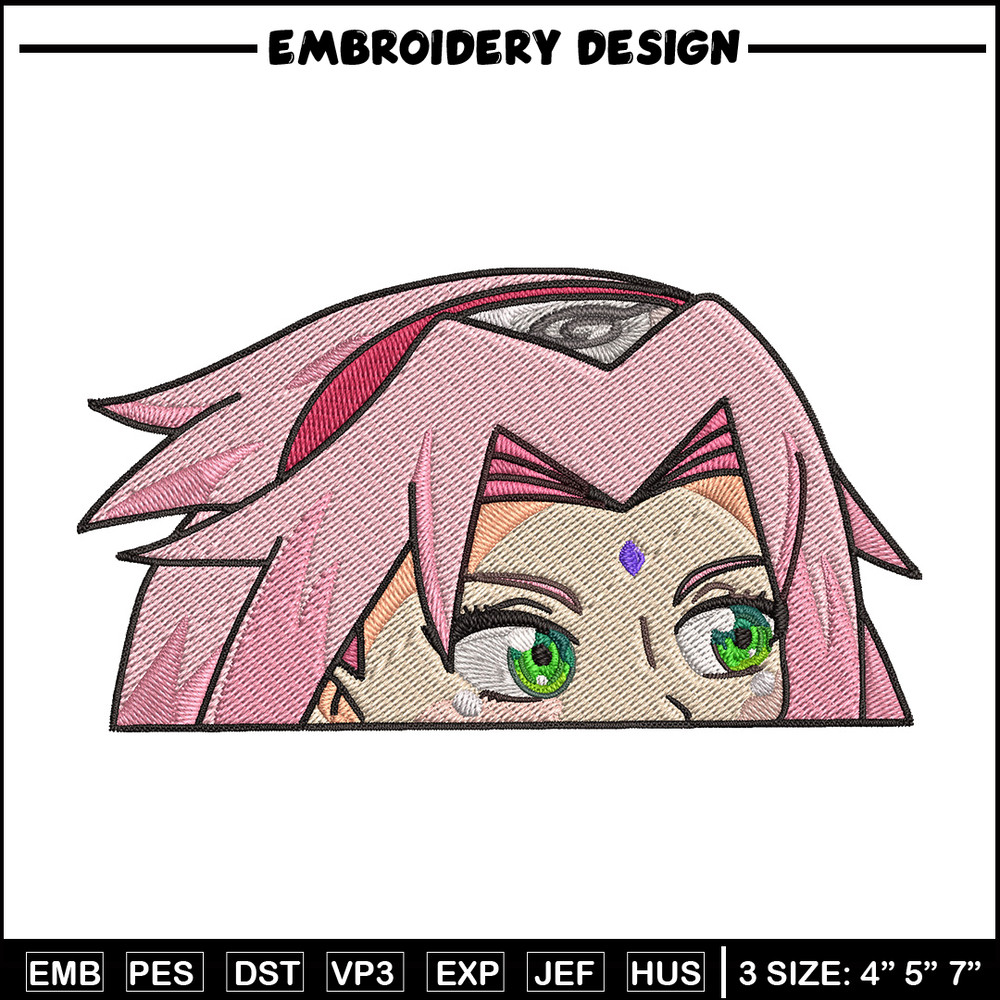 Sakura Peeker Embroidery Design, Naruto Embroidery, Embroidery File, Anime Embroidery, Anime shirt, Digital download.jpg