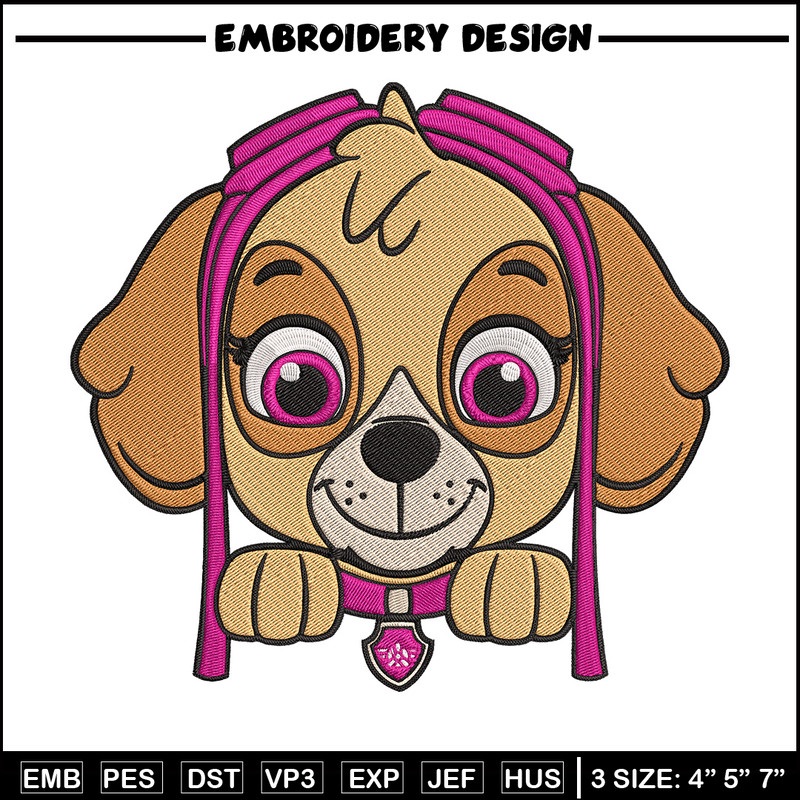 Skye dog Embroidery Design, Paw patrol Embroidery, Embroidery File, Anime Embroidery, Anime shirt, Digital download.jpg