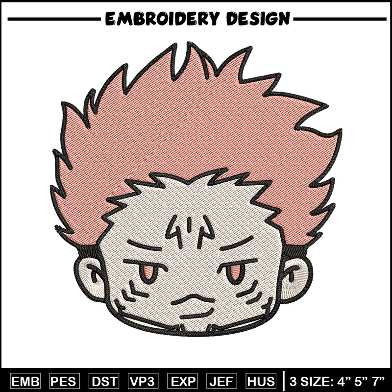 Sukuna chibi Embroidery Design, Jujutsu Embroidery, Embroidery File, Anime Embroidery, Anime shirt, Digital download.jpg