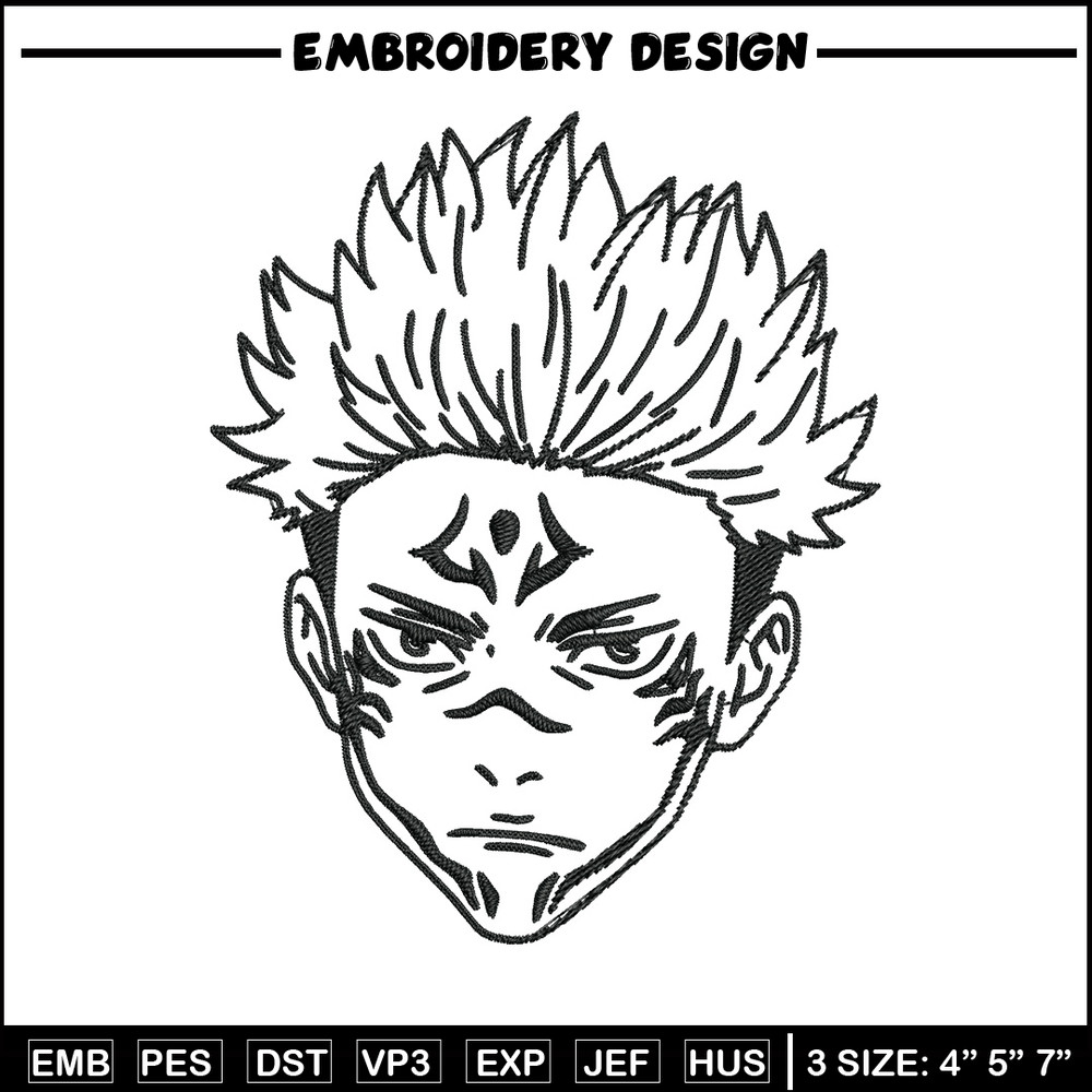 Sukuna Face Embroidery Design, Jujutsu Embroidery, Embroidery File, Anime Embroidery, Anime shirt, Digital download.jpg