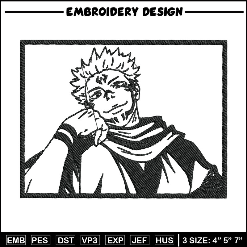Sukuna rectangle Embroidery Design, Jujutsu Embroidery, Embroidery File, Anime Embroidery, Anime shirt, Digital download.jpg