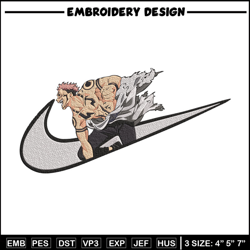 Sukuna x nike Embroidery Design, Jujutsu Embroidery, Embroidery File, Nike Embroidery, Anime shirt, Digital download.jpg