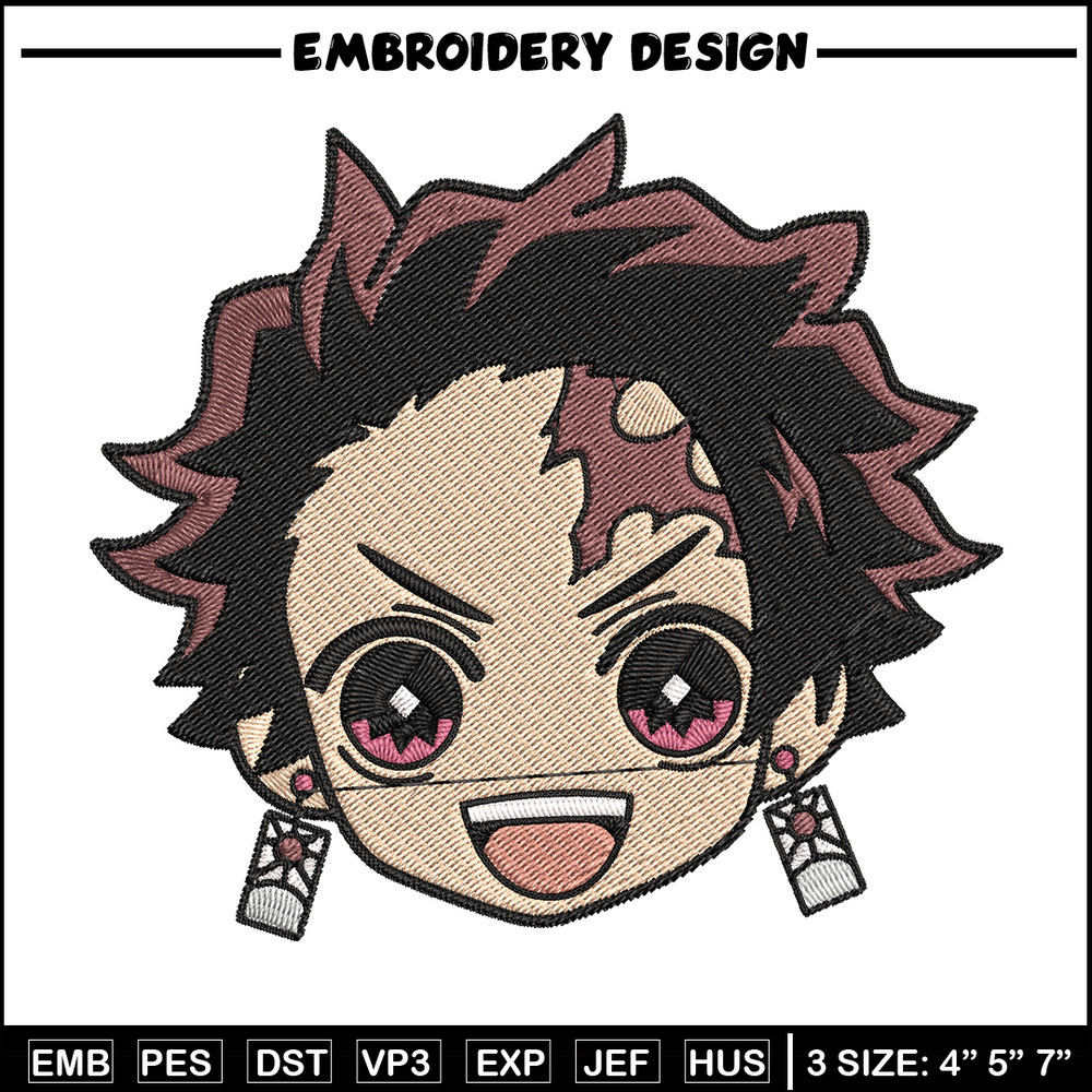 Tanjiro sticker Embroidery Design, Demon slayer Embroidery, Embroidery File, Anime Embroidery, Digital download.jpg
