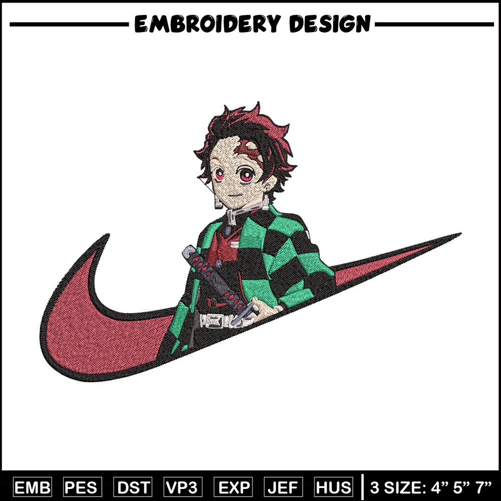 Tanjiro x nike Embroidery Design, Demon slayer Embroidery, Embroidery File, Nike Embroidery,Anime shirt,Digital download.jpg