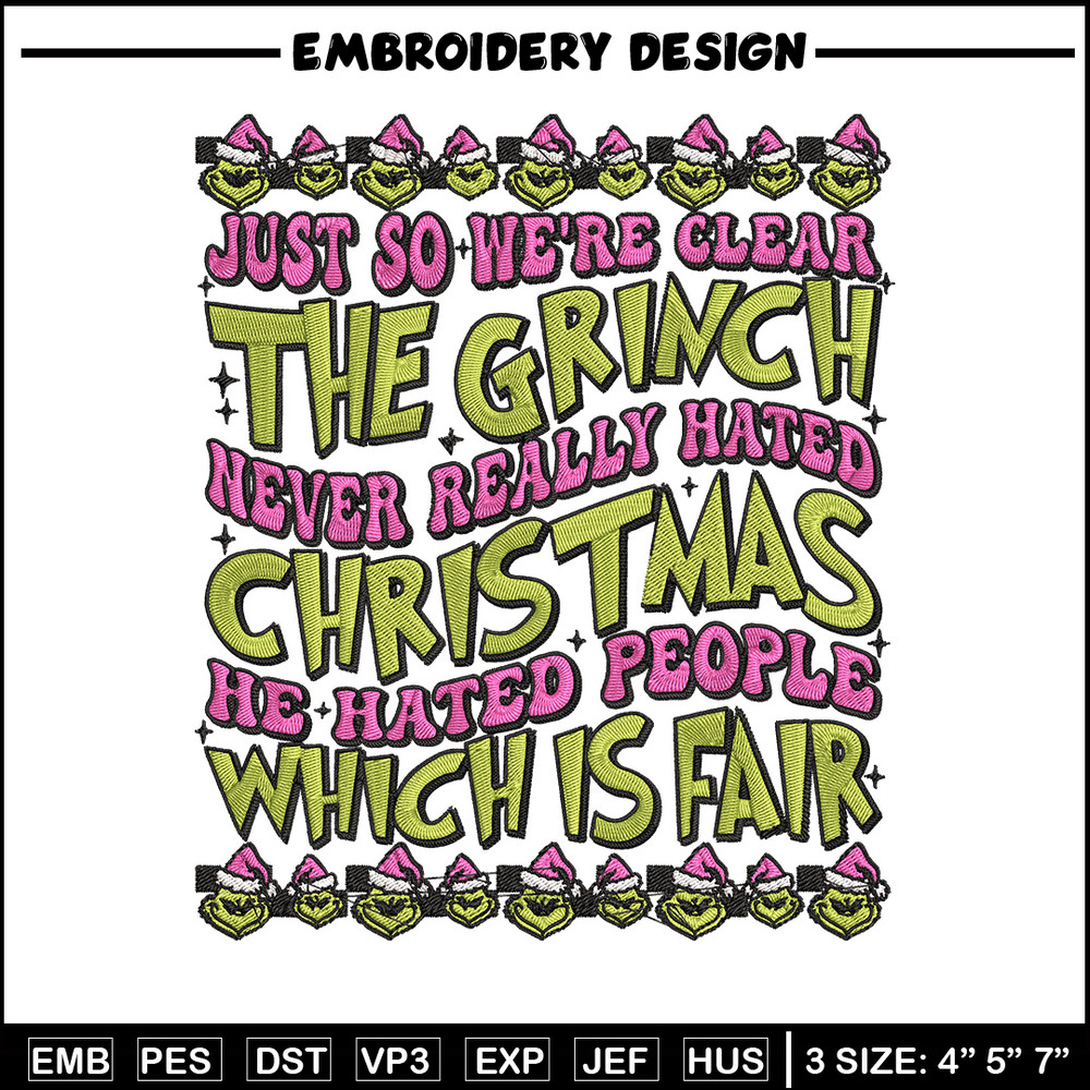 The grinch Embroidery Design, Grinch Embroidery, Embroidery File, Chrismas Embroidery, Anime shirt, Digital download.jpg