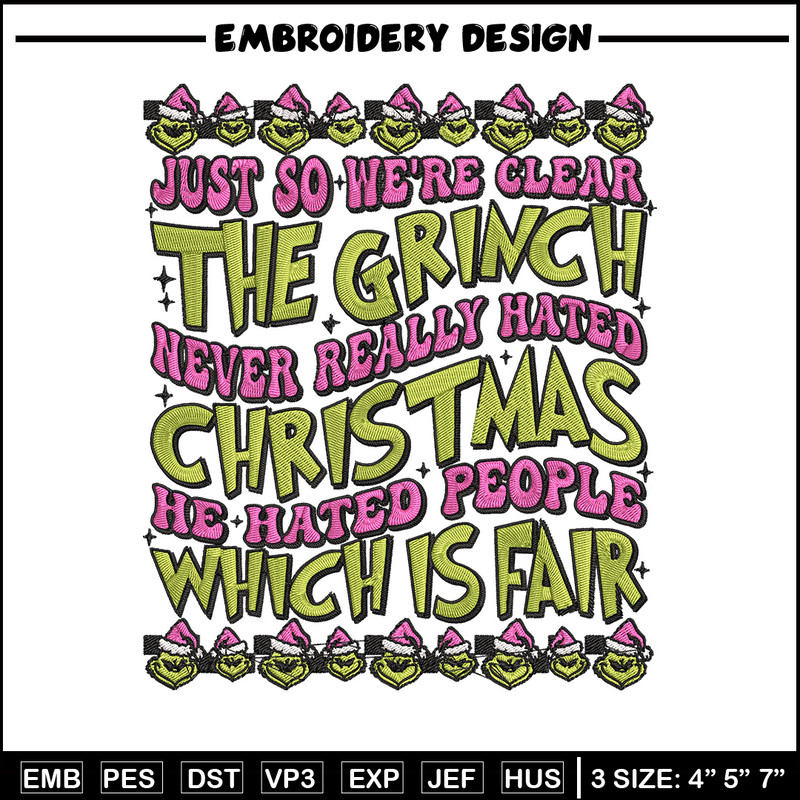 The grinch Embroidery Design, Grinch Embroidery, Embroidery File, Chrismas Embroidery, Anime shirt, Digital download.jpg