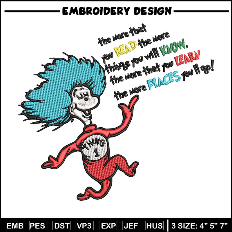 Thing One Dr Seuss Embroidery Design, Dr Seuss Embroidery, Embroidery File, Embroidery design, Digital download..jpg