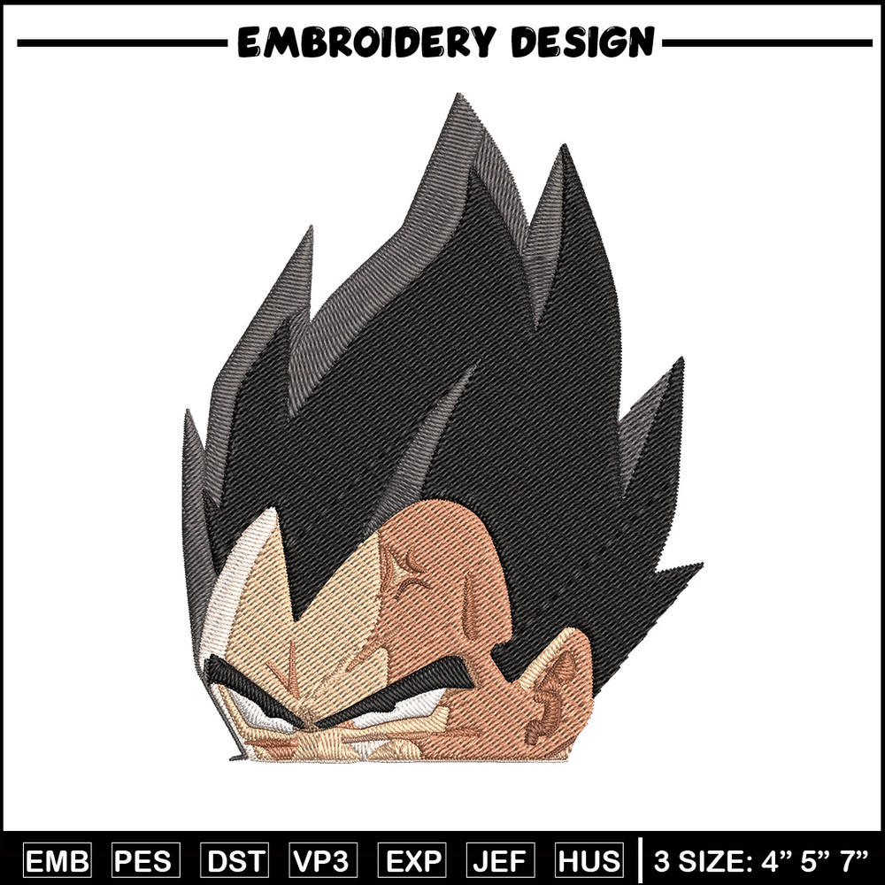 Vegeta peeker Embroidery Design, Dragonball Embroidery, Embroidery File, Anime Embroidery, Anime shirt, Digital download.jpg