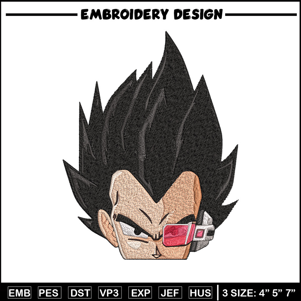 Vegeta peeker Embroidery Design, Dragonball Embroidery, Embroidery File, Anime Embroidery, Anime shirt,Digital download..jpg