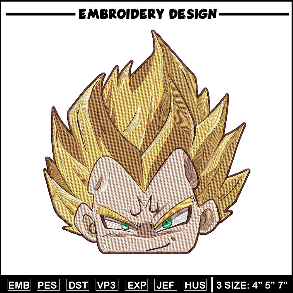 Vegeta peeker Embroidery Design, Dragonball Embroidery, Embroidery File, Anime Embroidery, Anime shirt,Digital download.jpg