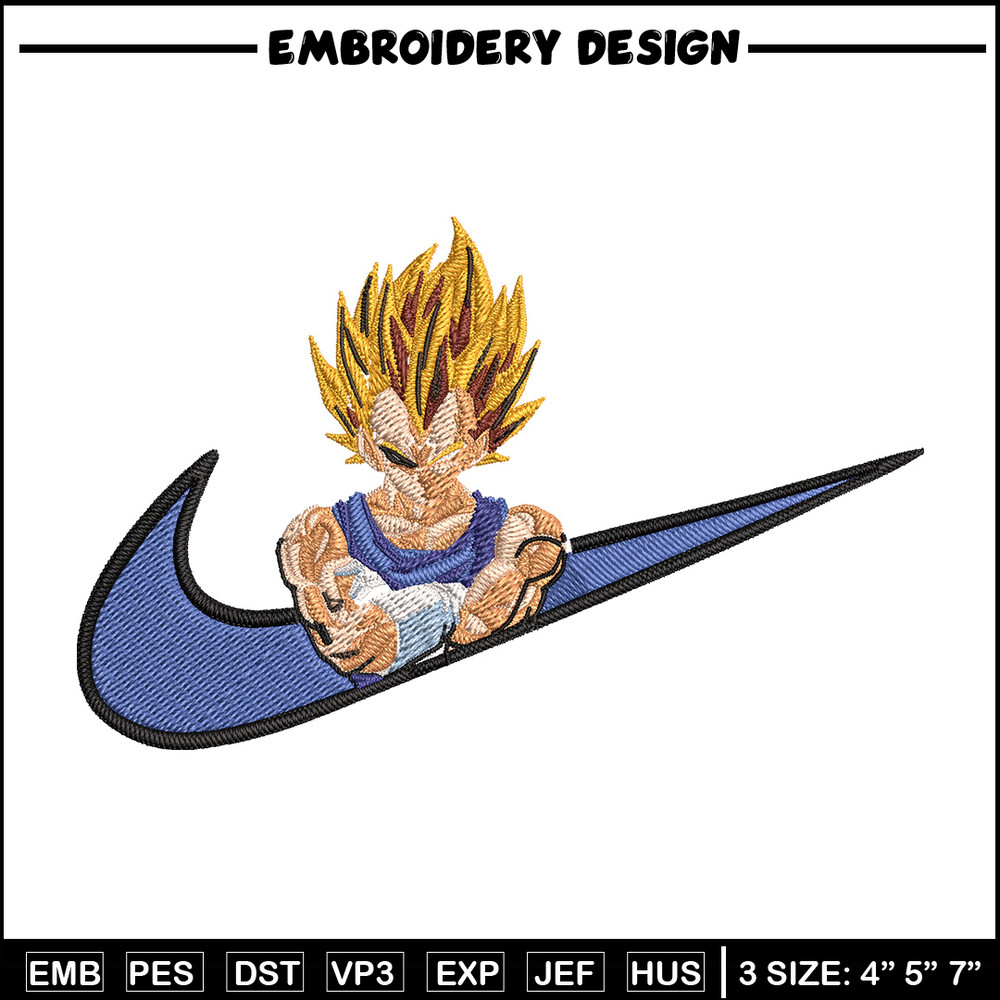 Vegeta ssj Embroidery Design, Dragonball Embroidery, Embroidery File, Nike Embroidery, Anime shirt, Digital download.jpg